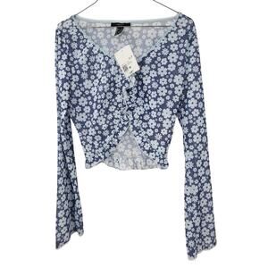 Forever 21 Floral Mesh Y2K Crop Top - Size Medium - NWT